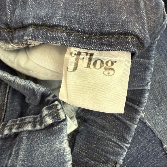 Bevy Flog Amanda Denim High Rise Straight Wide Leg Pull On Jeans Raw Hem Blue - Picture 13 of 14